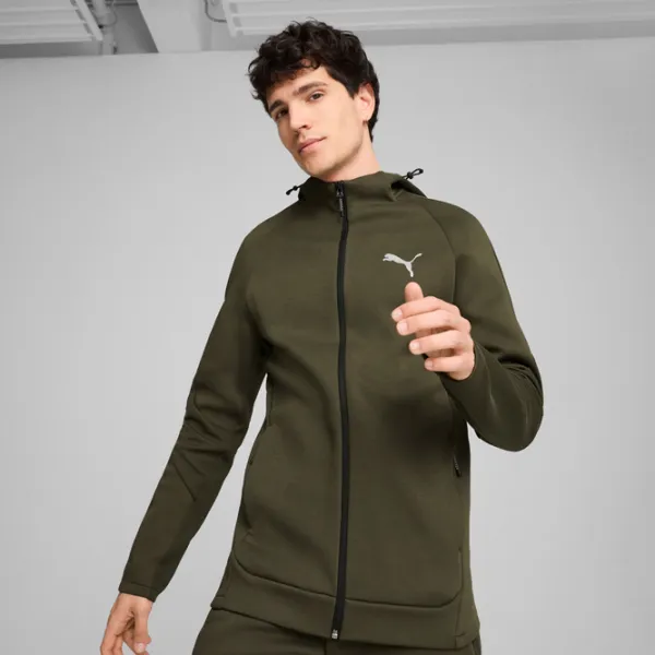 Hanorac pentru bărbați Puma Evostripe Full-Zip Hoodie Dk  Drept / Dark Olive photo 3
