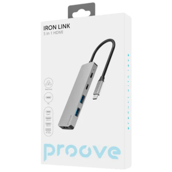 Adaptor Hub Proove Iron Link USB Type-C / Silver photo 3