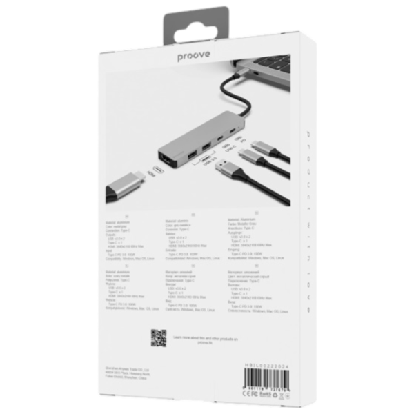 Adaptor Hub Proove Iron Link USB Type-C / Silver photo 4