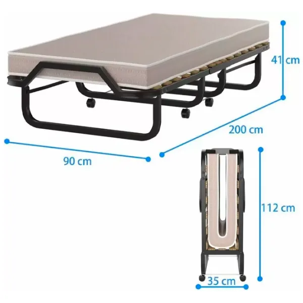 Раскладушка Costway HW69887 холст / 110 кг / Черный photo 3