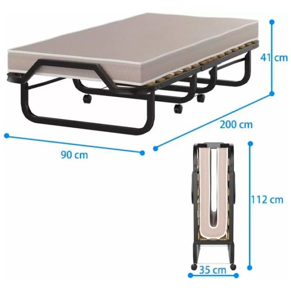 Раскладушка Costway HW69887 холст / 110 кг / Черный photo 3