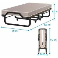 Раскладушка Costway HW69887 холст / 110 кг / Черный photo 3