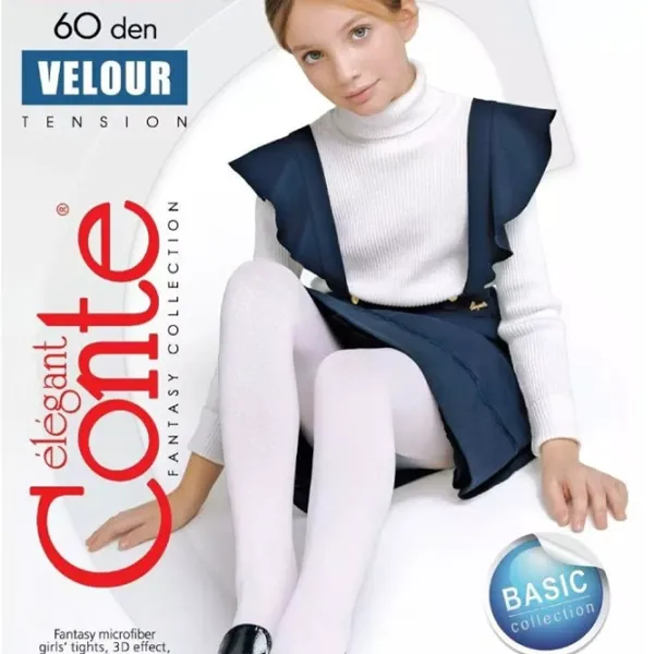 Colanți pentru fetiţe Conte Velour 140-146 / White photo 3