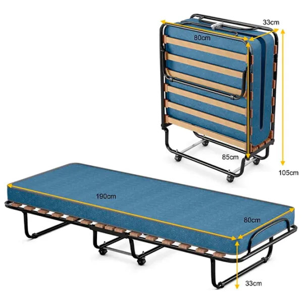 Раскладушка Costway HW69423NY холст / 125 кг / Черный photo 2 Раскладушка Costway HW69423NY холст / 125 кг / Черный photo 2