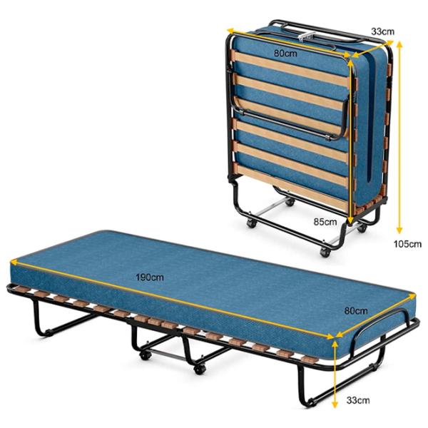 Раскладушка Costway HW69423NY холст / 125 кг / Черный photo 2 Раскладушка Costway HW69423NY холст / 125 кг / Черный photo 2