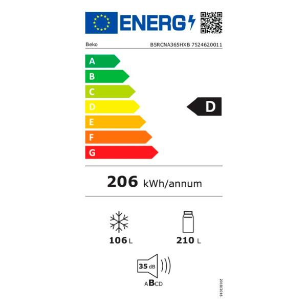 Холодильник Beko B5RCNA365HXB с нижней морозильной камерой 316 / 186.5 cm / Серебряный photo 6