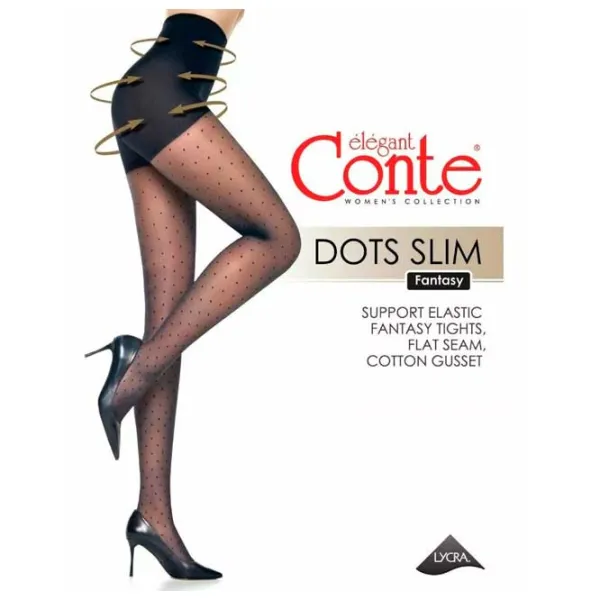 Colanți pentru femei Conte FANTASY DOTS SLIM 22C-1 5 / Black photo 3