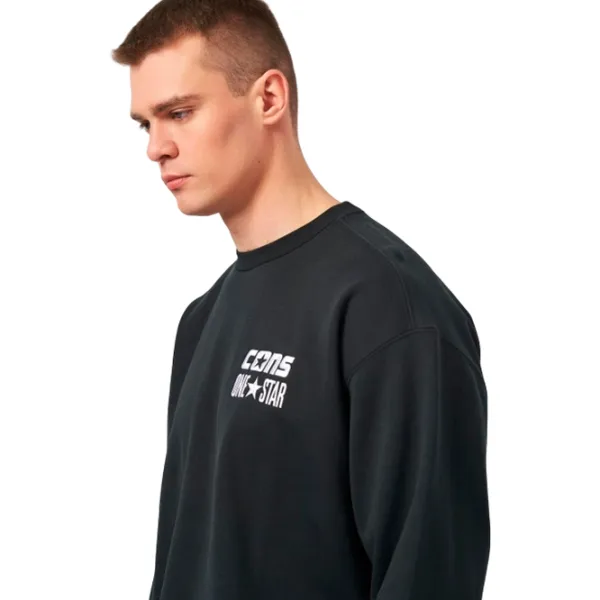 Hanorac pentru bărbați Converse Cons One Star Crew  Drept / Black photo 4