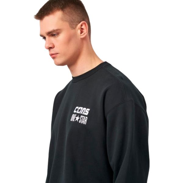 Hanorac pentru bărbați Converse Cons One Star Crew  Drept / Black photo 4