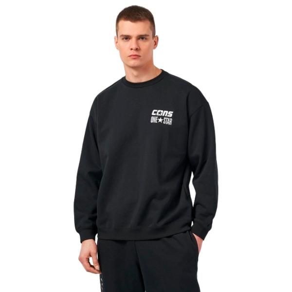 Hanorac pentru bărbați Converse Cons One Star Crew  Drept / Black photo 1 Hanorac pentru bărbați Converse Cons One Star Crew  Drept / Black photo 1
