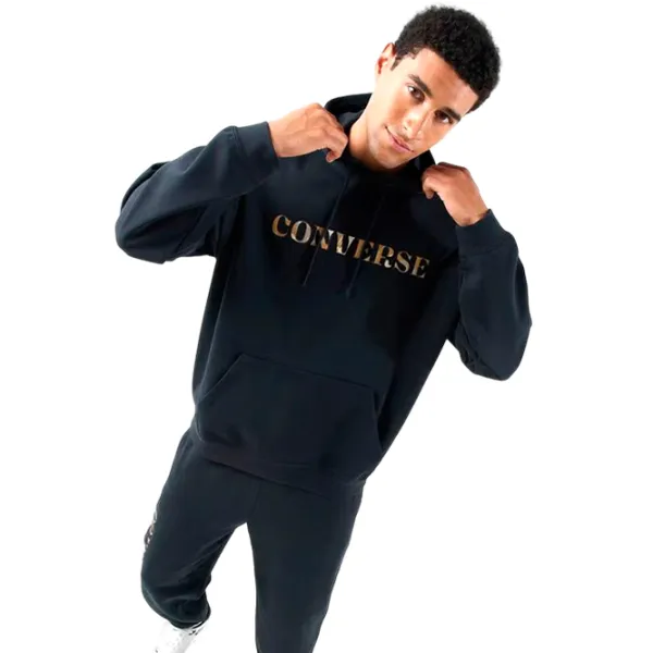 Hanorac pentru bărbați Converse Loose Fit Brush Stroke Camo Hoodie  Drept / Black photo 4 Hanorac pentru bărbați Converse Loose Fit Brush Stroke Camo Hoodie  Drept / Black photo 4
