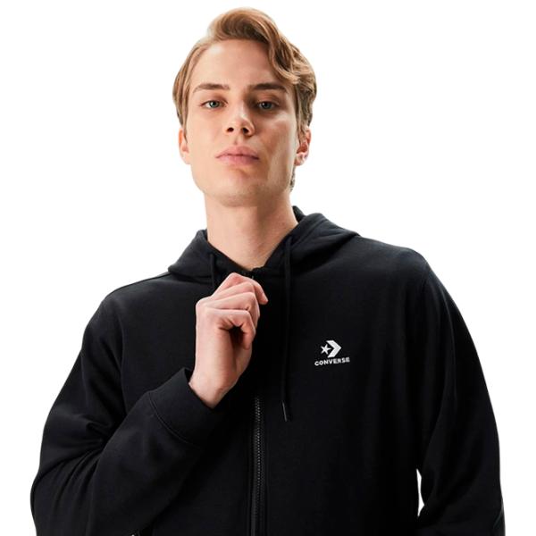 Hanorac pentru bărbați Converse Go-To Embroidered Star Chevron Standard Fit Full-Zip  Drept / Black photo 5 Hanorac pentru bărbați Converse Go-To Embroidered Star Chevron Standard Fit Full-Zip  Drept / Black photo 5