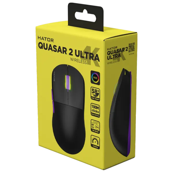 Mouse Hator Quasar 2 Ultra 4K Bluetooth, USB / Black photo 5