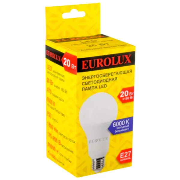 Лампочка светодиодная Eurolux R76277 LL-E-A70-20W-230-6K-E27 E27 / 20 Вт / 6000 K / 1800лм / White photo 4