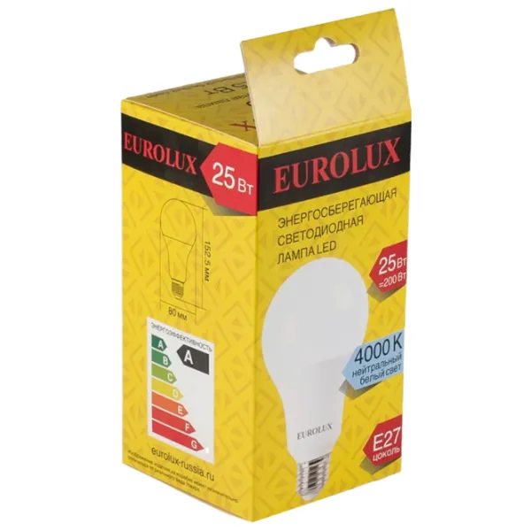 Лампочка светодиодная Eurolux R76276 LL-E-A80-25W-230-4K-E27 E27 / 25 Вт / 4000 K / 2100лм / White photo 4