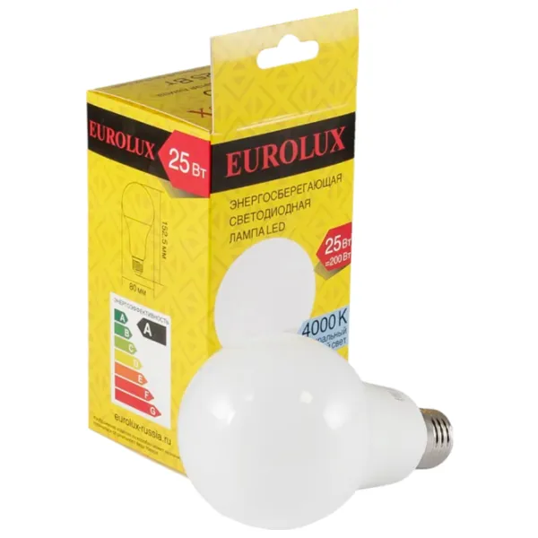 Лампочка светодиодная Eurolux R76276 LL-E-A80-25W-230-4K-E27 E27 / 25 Вт / 4000 K / 2100лм / White photo 5