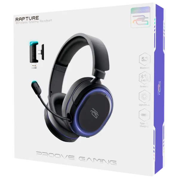 Наушники Proove Rapture Серый Черный Беспроводные/ Игровой photo 2 Наушники Proove Rapture Серый Черный Беспроводные/ Игровой photo 2