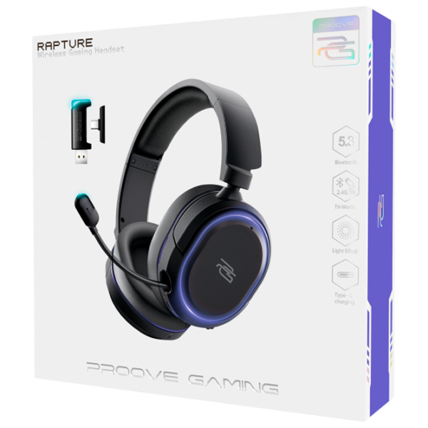 Наушники Proove Rapture Серый Черный Беспроводные/ Игровой photo 2 Наушники Proove Rapture Серый Черный Беспроводные/ Игровой photo 2