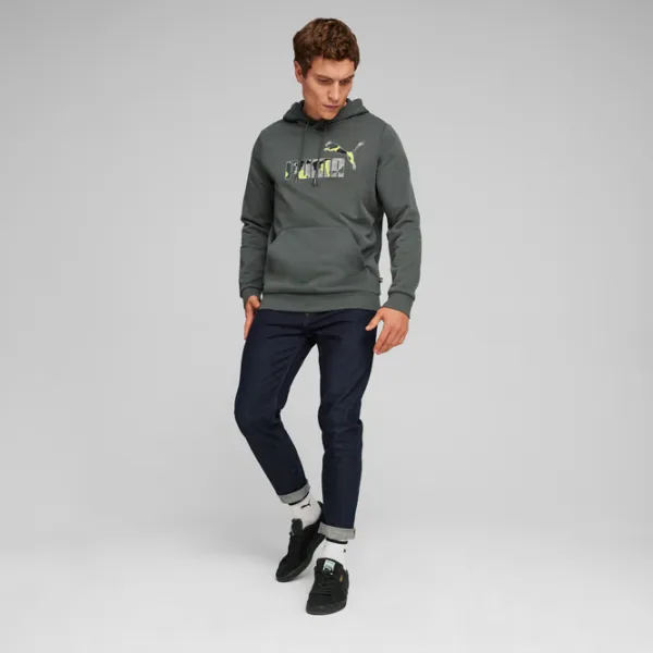 Hanorac pentru bărbați Puma Ess+ Camo Graphic Hoodie Fl  Drept / Gray photo 9