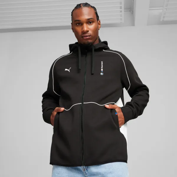 Hanorac pentru bărbați Puma Bmw Mms Hooded Sweat Jacket  Drept / Black photo 3