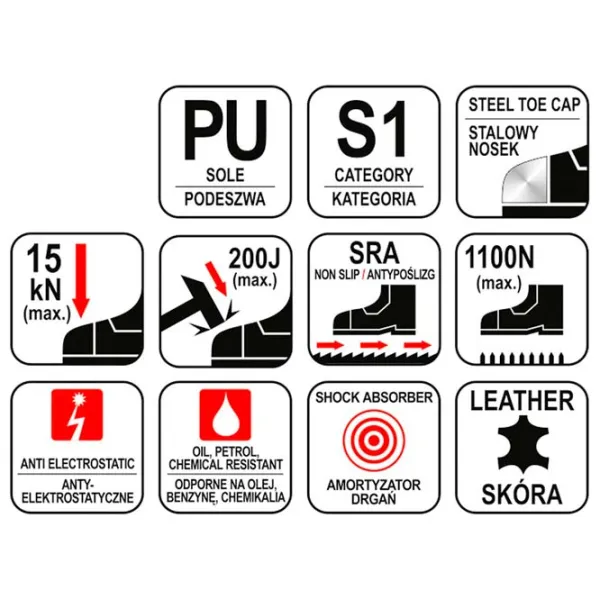 Adidași pentru bărbați Yato S1 SRA TRAT 40 / Piele photo 2 Adidași pentru bărbați Yato S1 SRA TRAT 40 / Piele photo 2