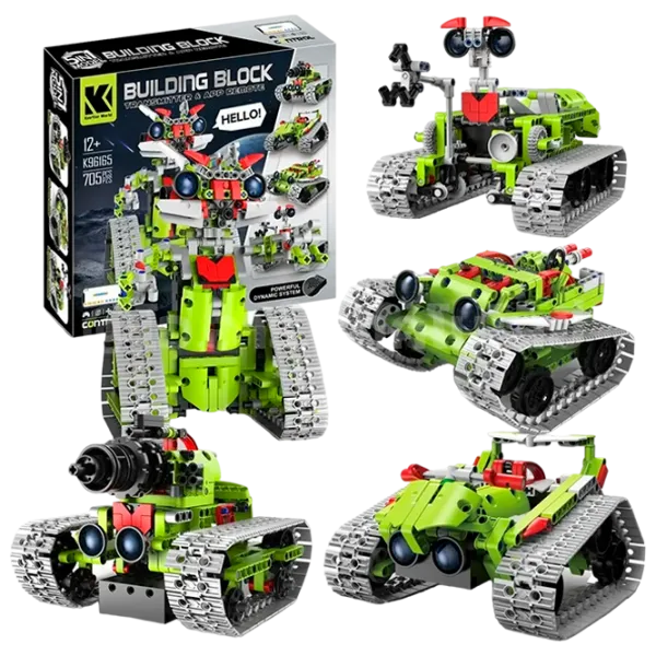Constructor cu telecomandă KeeYee Robot - Tank Robot/ Green photo 1
