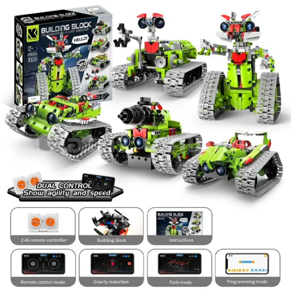 Constructor cu telecomandă KeeYee Robot - Tank Robot/ Green photo 2