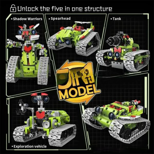 Constructor cu telecomandă KeeYee Robot - Tank Robot/ Green photo 3