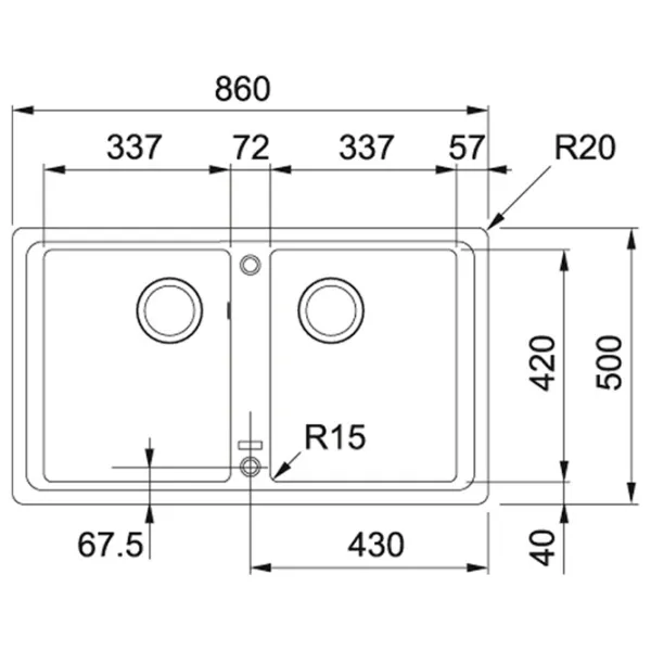 Кухонная мойка Franke Pachet BFG 620 50 x 86 / Композитный / Черный photo 2
