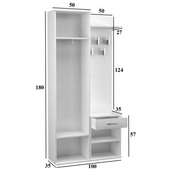 Dulap pentru antreu TopEshop Duo 100 PAL / White photo 3