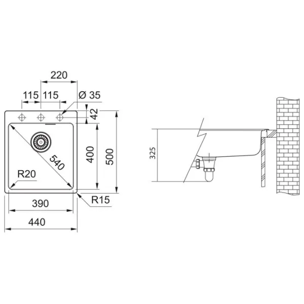 Кухонная мойка Franke Pachet MRG 610-39 50 x 40 / Композитный / Черный photo 5