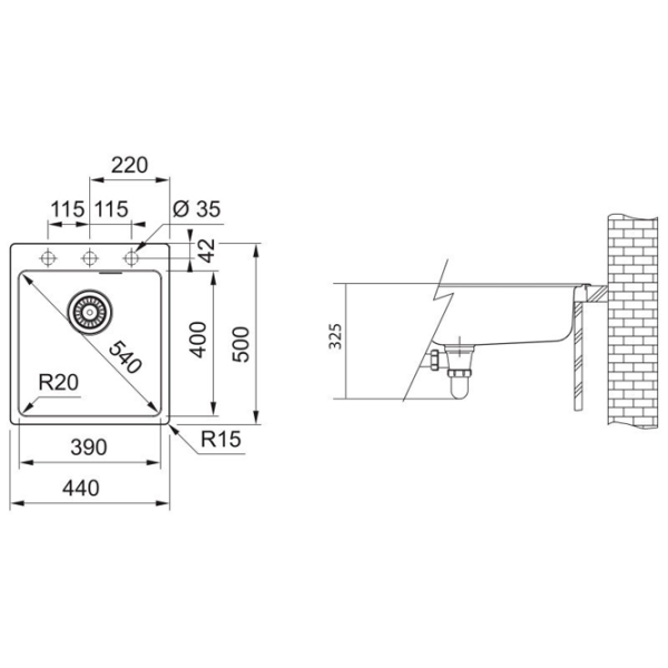Кухонная мойка Franke Pachet MRG 610-39 50 x 40 / Композитный / Черный photo 5