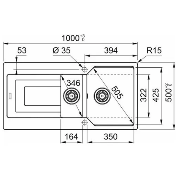 Кухонная мойка Franke UBG 651-100 100 x 50 / Искусственный камень / Черный photo 2 Кухонная мойка Franke UBG 651-100 100 x 50 / Искусственный камень / Черный photo 2