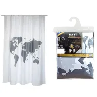 Шторка для ванной MSV Premium World 200 x 180 см / Полиэстер / Белый