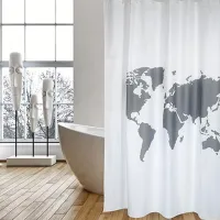 Шторка для ванной MSV Premium World 200 x 180 см / Полиэстер / Белый photo 2