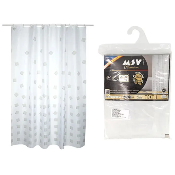 Шторка для ванной MSV Premium Thika 200 x 180 см / Полиэстер / Белый photo 1