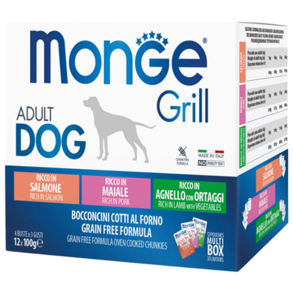 Hrană pentru câini umedă Monge Grill Mix Box M01750 1.2 kg / Porc photo 1 Hrană pentru câini umedă Monge Grill Mix Box M01750 1.2 kg / Porc photo 1