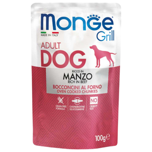 Корм для собак влажный Monge Grill Pouch M01315 0.1 кг / Говядина photo 1 Корм для собак влажный Monge Grill Pouch M01315 0.1 кг / Говядина photo 1