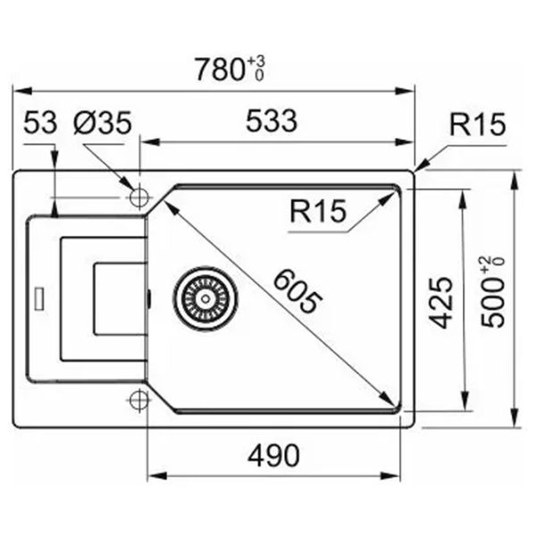 Chiuvetă Franke UBG 611-78L 78 x 50 / Piatră artificială / Beige photo 2