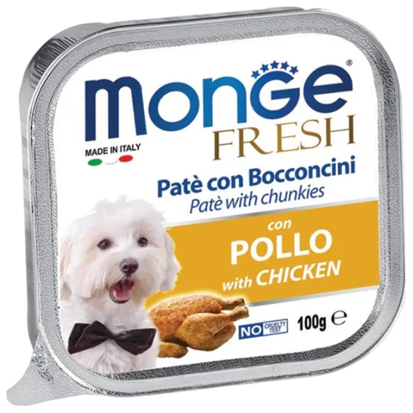 Hrană pentru câini umedă Monge Fresh Pate M01306 0.1 kg / Găină photo 1 Hrană pentru câini umedă Monge Fresh Pate M01306 0.1 kg / Găină photo 1
