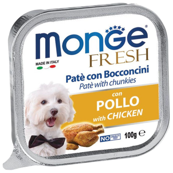Hrană pentru câini umedă Monge Fresh Pate M01306 0.1 kg / Găină photo 1 Hrană pentru câini umedă Monge Fresh Pate M01306 0.1 kg / Găină photo 1