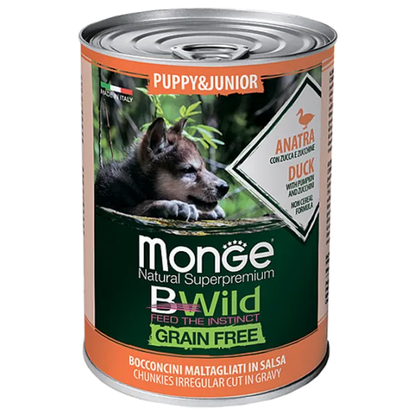 Hrană pentru câini umedă Monge Bwild M01260 0.4 kg / Rață, dovleac photo 1 Hrană pentru câini umedă Monge Bwild M01260 0.4 kg / Rață, dovleac photo 1