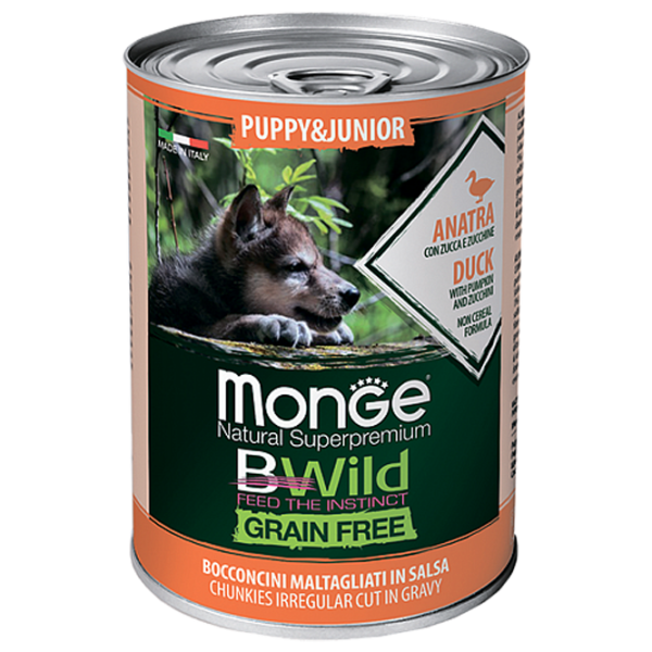 Hrană pentru câini umedă Monge Bwild M01260 0.4 kg / Rață, dovleac photo 1 Hrană pentru câini umedă Monge Bwild M01260 0.4 kg / Rață, dovleac photo 1