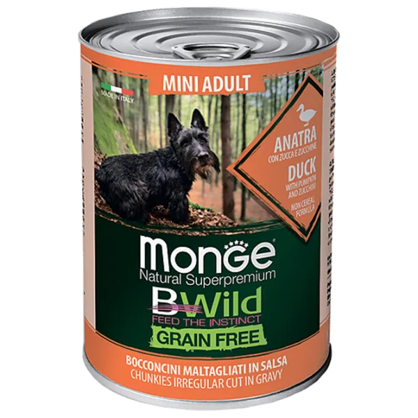 Hrană pentru câini umedă Monge Bwild M01263 0.4 kg / Rață, dovleac photo 1 Hrană pentru câini umedă Monge Bwild M01263 0.4 kg / Rață, dovleac photo 1