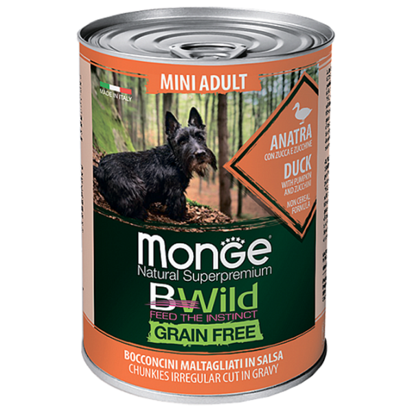 Hrană pentru câini umedă Monge Bwild M01263 0.4 kg / Rață, dovleac photo 1 Hrană pentru câini umedă Monge Bwild M01263 0.4 kg / Rață, dovleac photo 1