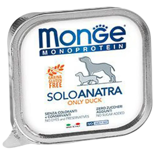 Hrană pentru câini umedă Monge Solo Pate M01418 0.15 kg / Rață photo 1 Hrană pentru câini umedă Monge Solo Pate M01418 0.15 kg / Rață photo 1