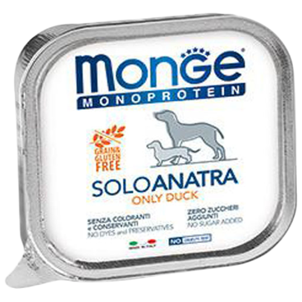 Hrană pentru câini umedă Monge Solo Pate M01418 0.15 kg / Rață photo 1 Hrană pentru câini umedă Monge Solo Pate M01418 0.15 kg / Rață photo 1