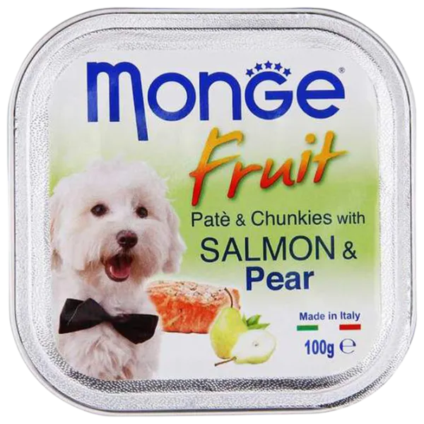 Hrană pentru câini umedă Monge Fruit M01324 0.1 kg / Somon, pere photo 1 Hrană pentru câini umedă Monge Fruit M01324 0.1 kg / Somon, pere photo 1