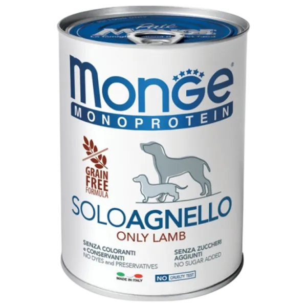 Hrană pentru câini umedă Monge Solo Pate M01423 0.4 kg / Miel photo 1 Hrană pentru câini umedă Monge Solo Pate M01423 0.4 kg / Miel photo 1