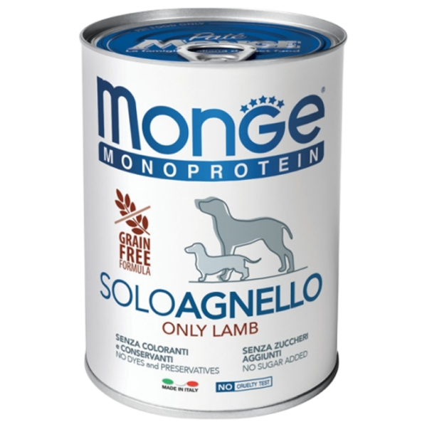 Hrană pentru câini umedă Monge Solo Pate M01423 0.4 kg / Miel photo 1 Hrană pentru câini umedă Monge Solo Pate M01423 0.4 kg / Miel photo 1